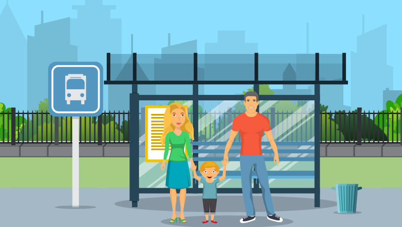 Busstoppested uden for storbyen